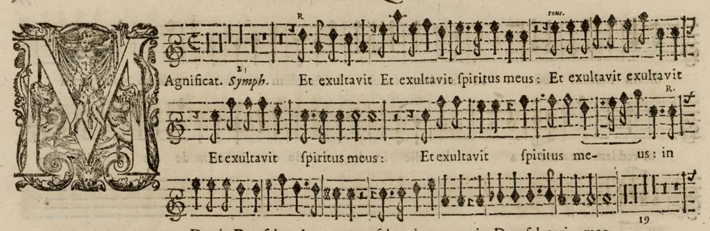 An illustration from Motets pour la chapelle du Roy, mis en musique, par Monsieur Du Mont abbé de Silly, & maistre de la musique, de ladite chapelle. Dessus du petit choeur., 1686, leaf 47