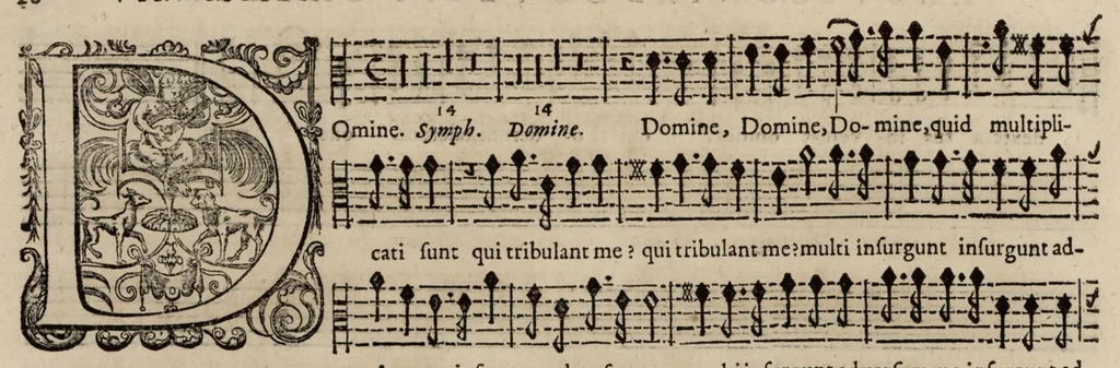 An illustration from Motets pour la chapelle du Roy, mis en musique, par Monsieur Du Mont abbé de Silly, & maistre de la musique, de ladite chapelle. Haute-contre du petit choeur., 1686, leaf 37