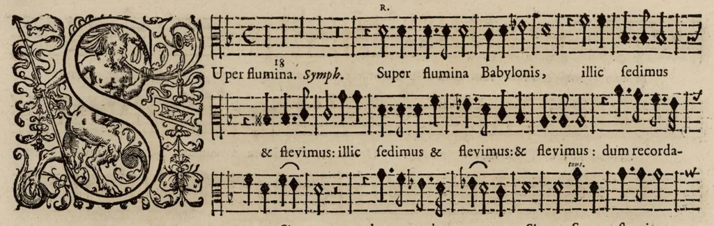 An illustration from Motets pour la chapelle du Roy, mis en musique, par Monsieur Du Mont abbé de Silly, & maistre de la musique, de ladite chapelle. Haute-contre du petit choeur., 1686, leaf 39