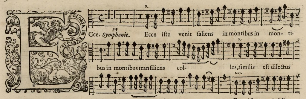 An illustration from Motets pour la chapelle du Roy, mis en musique, par Monsieur Du Mont abbé de Silly, & maistre de la musique, de ladite chapelle. Haute-contre du petit choeur., 1686, leaf 43