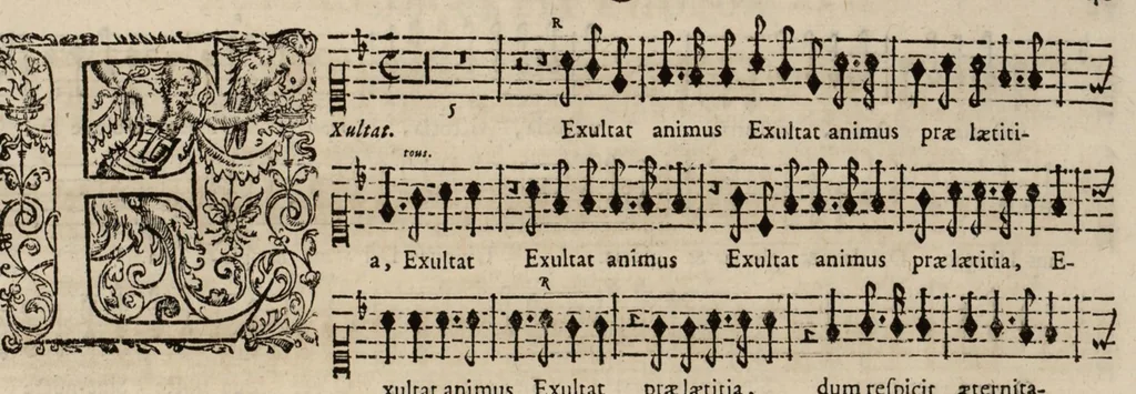 An illustration from Motets pour la chapelle du Roy, mis en musique, par Monsieur Du Mont abbé de Silly, & maistre de la musique, de ladite chapelle. Haute-taille du petit choeur., 1686, leaf 52
