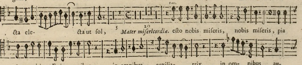 An illustration from Motets pour la chapelle du Roy, mis en musique, par Monsieur Du Mont abbé de Silly, & maistre de la musique, de ladite chapelle. Haute-taille du petit choeur., 1686, leaf 68