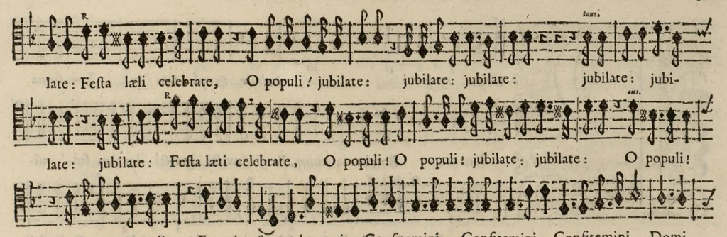 An illustration from Motets pour la chapelle du Roy, mis en musique, par Monsieur Du Mont abbé de Silly, & maistre de la musique, de ladite chapelle. Haute-taille du petit choeur., 1686, leaf 70