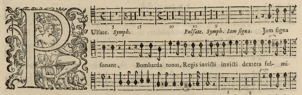 An illustration from Motets pour la chapelle du Roy, mis en musique, par Monsieur Du Mont abbé de Silly, & maistre de la musique, de ladite chapelle. Haute-taille du petit choeur., 1686, leaf 71