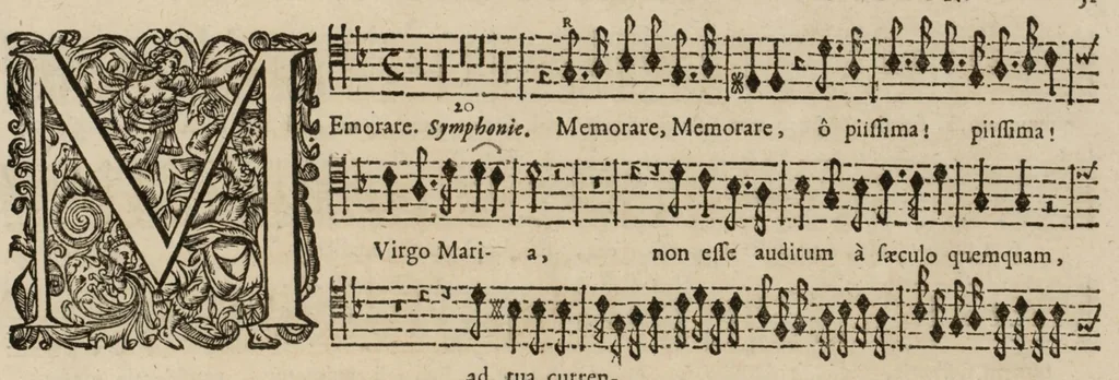 An illustration from Motets pour la chapelle du Roy, mis en musique, par Monsieur Du Mont abbé de Silly, & maistre de la musique, de ladite chapelle. Basse-taille du petit choeur., 1686, leaf 60
