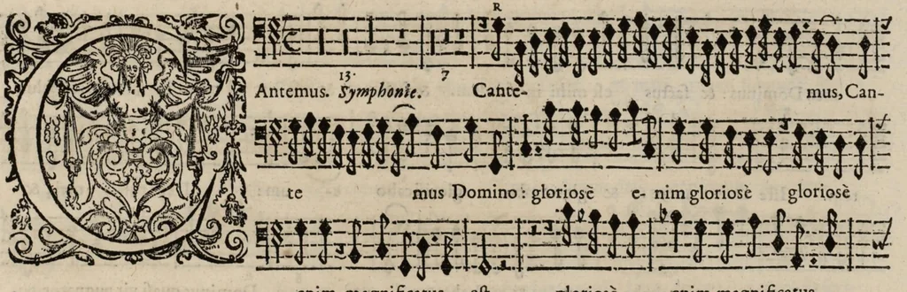An illustration from Motets pour la chapelle du Roy, mis en musique, par Monsieur Du Mont abbé de Silly, & maistre de la musique, de ladite chapelle. Basse du petit choeur., 1686, leaf 20