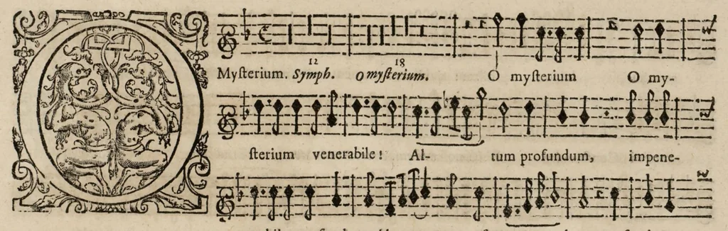 An illustration from Motets pour la chapelle du Roy, mis en musique, par Monsieur Du Mont abbé de Silly, & maistre de la musique, de ladite chapelle. Dessus du grand choeur., 1686, leaf 46