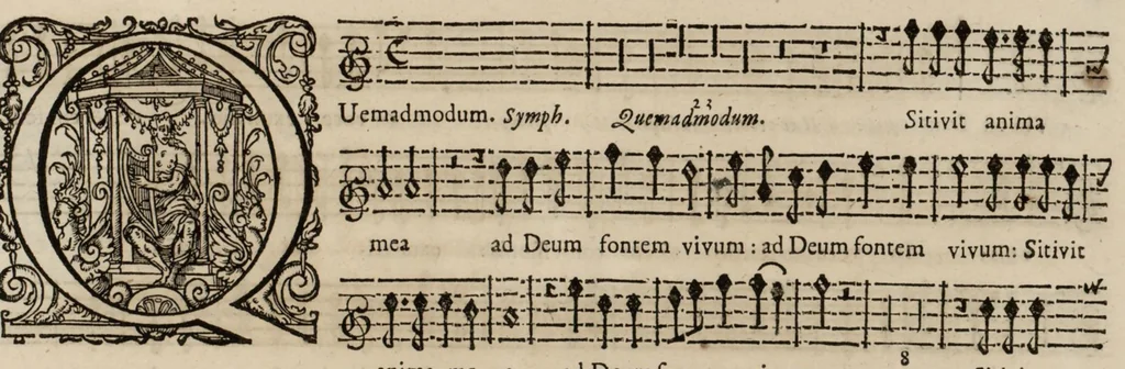 An illustration from Motets pour la chapelle du Roy, mis en musique, par Monsieur Du Mont abbé de Silly, & maistre de la musique, de ladite chapelle. Dessus du grand choeur., 1686, leaf 50