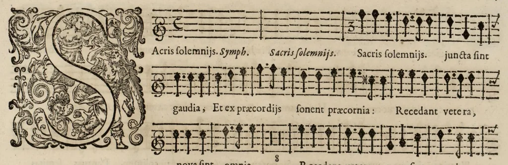 An illustration from Motets pour la chapelle du Roy, mis en musique, par Monsieur Du Mont abbé de Silly, & maistre de la musique, de ladite chapelle. Dessus du grand choeur., 1686, leaf 52