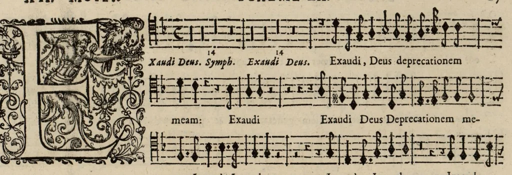An illustration from Motets pour la chapelle du Roy, mis en musique, par Monsieur Du Mont abbé de Silly, & maistre de la musique, de ladite chapelle. Basse-taille du grand choeur., 1686, leaf 38