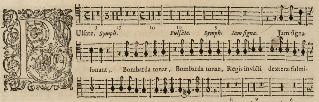An illustration from Motets pour la chapelle du Roy, mis en musique, par Monsieur Du Mont abbé de Silly, & maistre de la musique, de ladite chapelle. Basse-taille du grand choeur., 1686, leaf 50