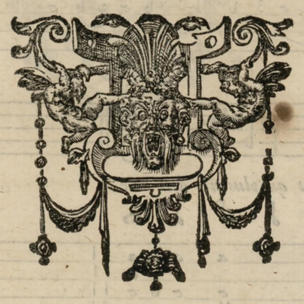 An illustration from Airs de cour avec la tablature de luth de Estienne Moulinié, chef de la musique de Monseigneur le Duc d'Orléans, frere unique du Roy. Quatriesme livre., 1633, leaf 42