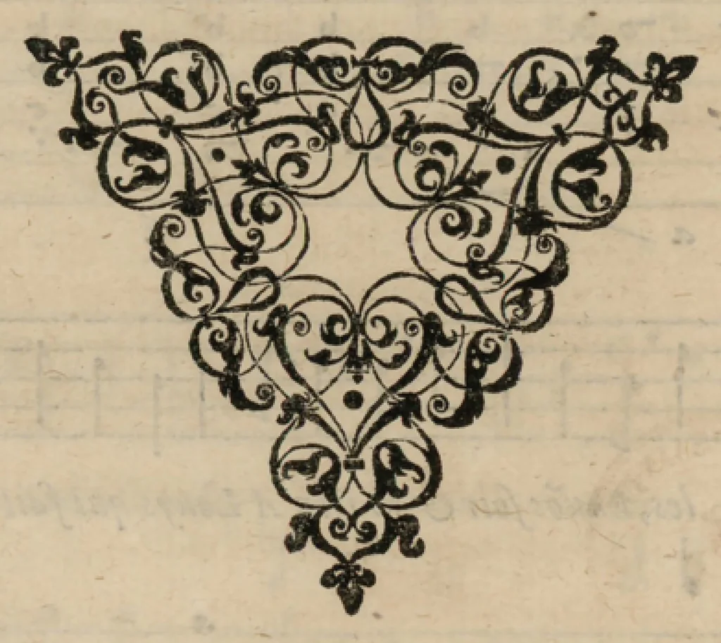 An illustration from Airs de cour avec la tablature de luth de Estienne Moulinié, chef de la musique de Monseigneur le Duc d'Orléans, frere unique du Roy. Quatriesme livre., 1633, leaf 57