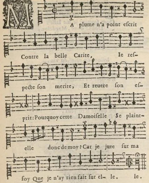 An illustration from II. Livre des equivoques du sieur de Chancy, maistre de la musique de la chambre du Roy., 1647, leaf 57
