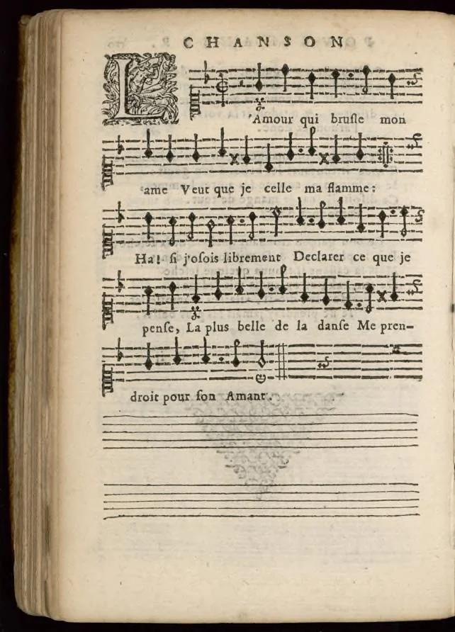 An illustration from III. Livre des chansons du sieur de Chancy, maistre de la musique de la chambre du Roy., 1649, leaf 25