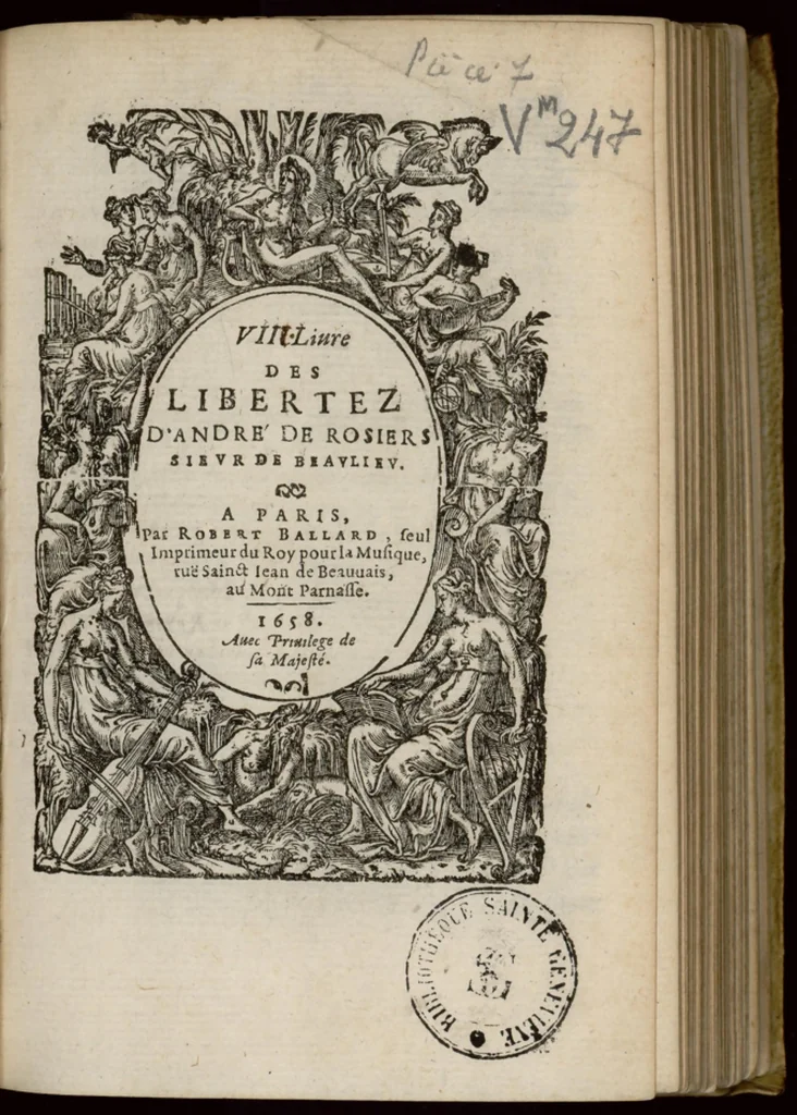 An illustration from VIII. Livre des libertez d'André de Rosiers sieur de Beaulieu., 1658, leaf 6