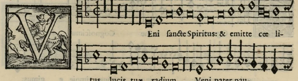 An illustration from Musica nova di Adriano Willaert all'illustrissimo et eccellentissimo signor il signor donno Alfonso d'Este prencipe di Ferrara. Quinta pars., 1559, leaf 31