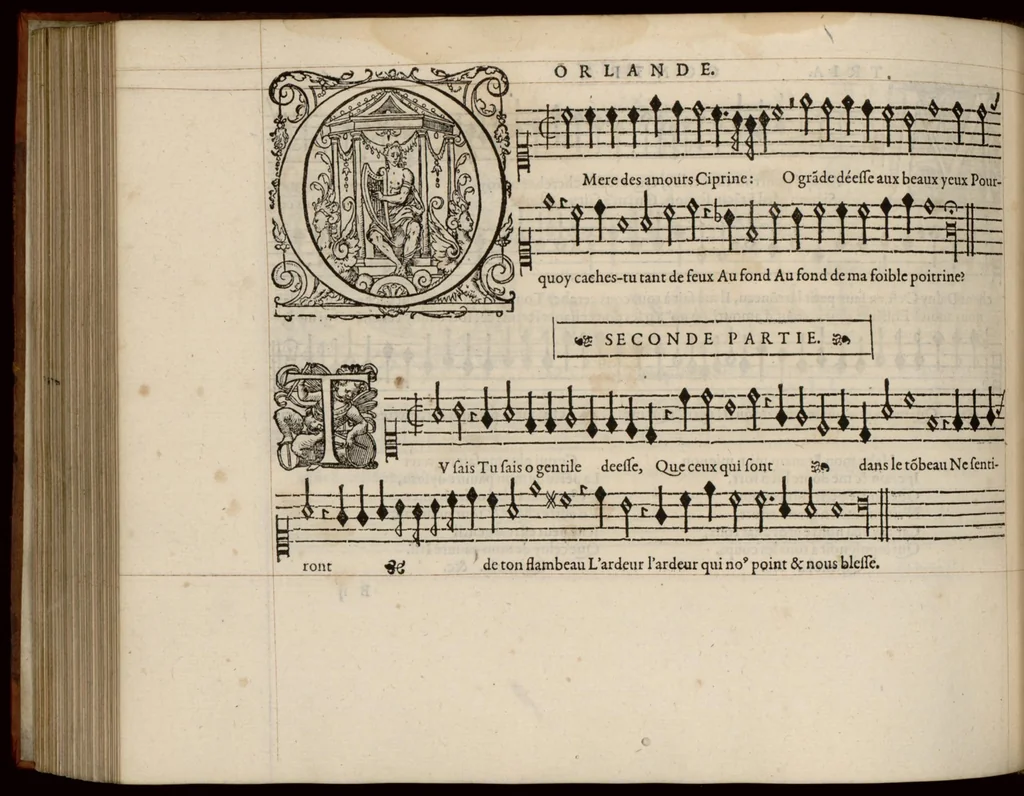 An illustration from Contra. Continuation du mellange d'Orlande de Lassus. A 3. 4. 5. 6. & dix parties., 1584, leaf 19