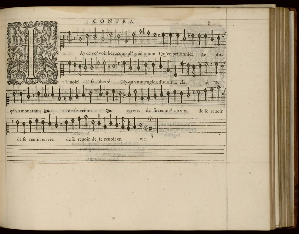 An illustration from Contra. Continuation du mellange d'Orlande de Lassus. A 3. 4. 5. 6. & dix parties., 1584, leaf 22