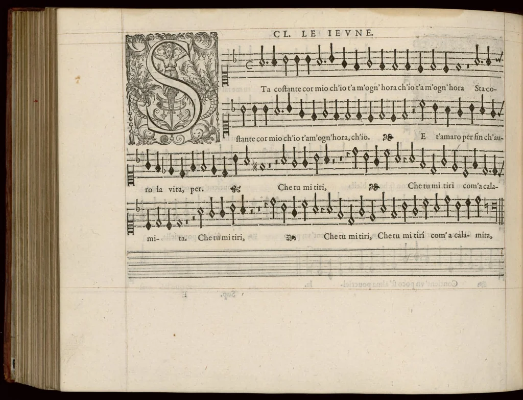 An illustration from Meslanges de la musique de Clau. Le Jeune a 4. 5. 6. 8. & 10. parties. Superius., 1587, leaf 41