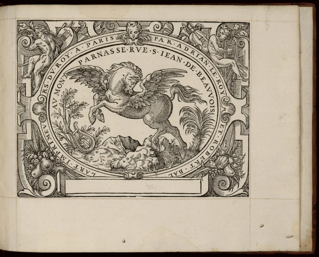 An illustration from Meslanges de la musique de Clau. Le Jeune a 4. 5. 6. 8. & 10. parties. Contra., 1587, leaf 126