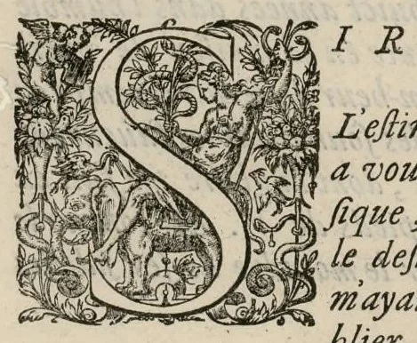 An illustration from Aeternae Henrici magni, gallorum, navarrorumque Regis potentissimi, ac Clementissimi memoriae. Et Ludovici justi : eius filii. Gallorum, navarrorumque Regis christianissimi, atque inuictissimi. Nicolaus Formé, regiae musicae praefectus. Missam hanc duobus choris ac quatuor voc. compositam, vovet et consecrat. Secundus chorus. Contra., 1638, leaf 8