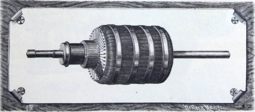 An illustration from Van Depoele Electric Light Company manufacture single and multiple current dynamo electric machines, motors, electric lamps and electro-plating apparatus ..., 1884, leaf 10