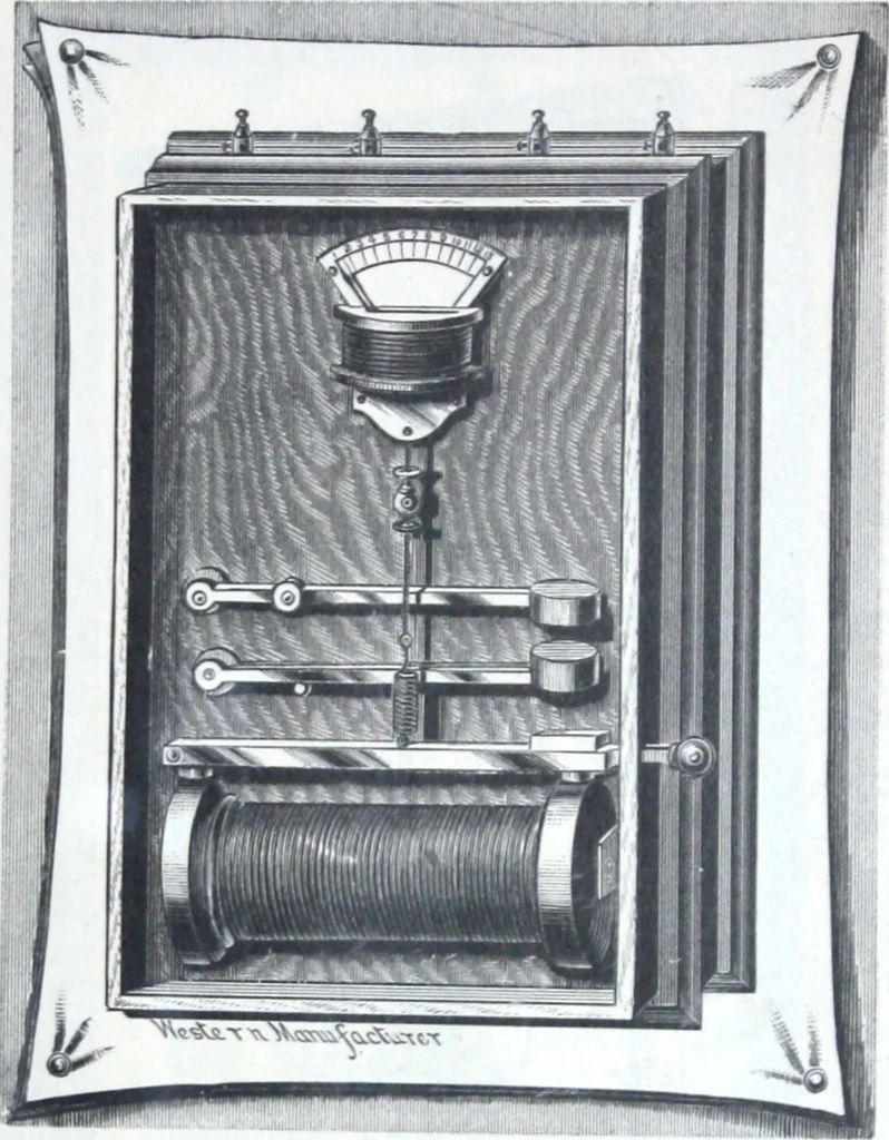 An illustration from Van Depoele Electric Light Company manufacture single and multiple current dynamo electric machines, motors, electric lamps and electro-plating apparatus ..., 1884, leaf 17