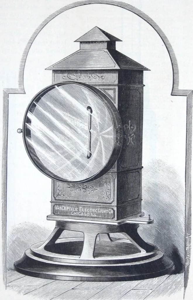 An illustration from Van Depoele Electric Light Company manufacture single and multiple current dynamo electric machines, motors, electric lamps and electro-plating apparatus ..., 1884, leaf 18