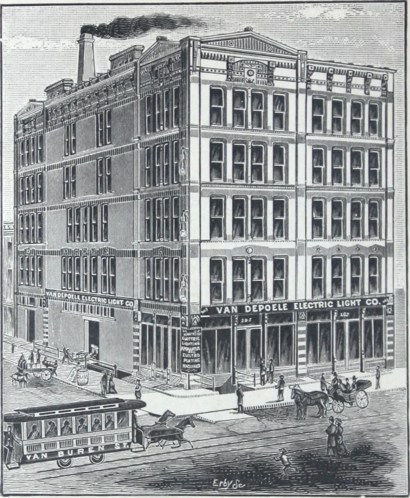 An illustration from Van Depoele Electric Light Company manufacture single and multiple current dynamo electric machines, motors, electric lamps and electro-plating apparatus ..., 1884, leaf 51