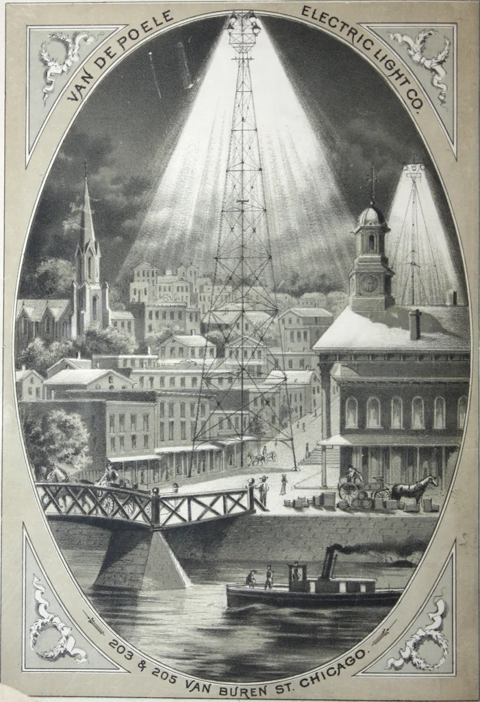 An illustration from Van Depoele Electric Light Company manufacture single and multiple current dynamo electric machines, motors, electric lamps and electro-plating apparatus ..., 1884, leaf 53