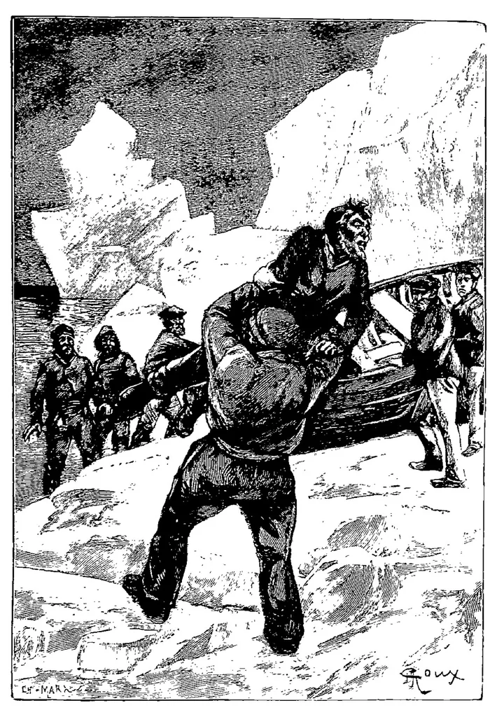An illustration from Le Sphinx des glaces, 1897, leaf 376