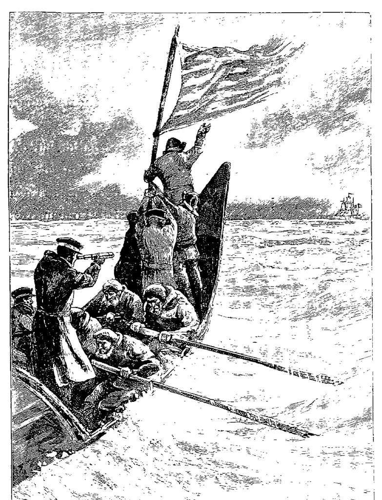 An illustration from Le Sphinx des glaces, 1897, leaf 488