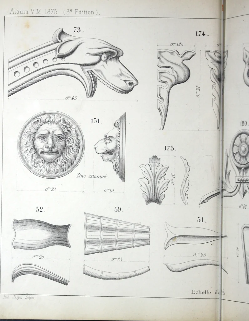 An illustration from Vieille Montagne : album d'objets d'art et d'ornementation architecturale : V.M. 1875., 1875, leaf 49