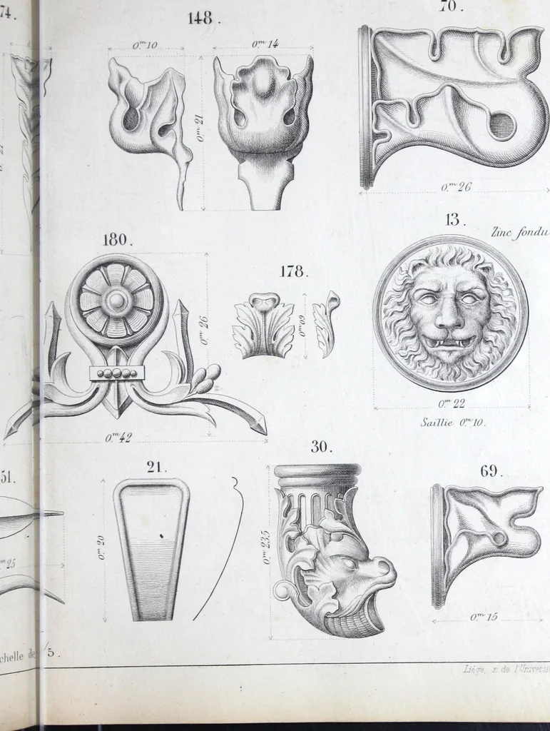 An illustration from Vieille Montagne : album d'objets d'art et d'ornementation architecturale : V.M. 1875., 1875, leaf 50