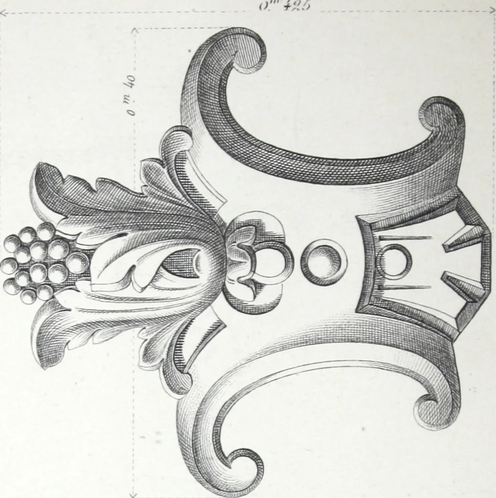 An illustration from Vieille Montagne : album d'objets d'art et d'ornementation architecturale : V.M. 1875., 1875, leaf 55