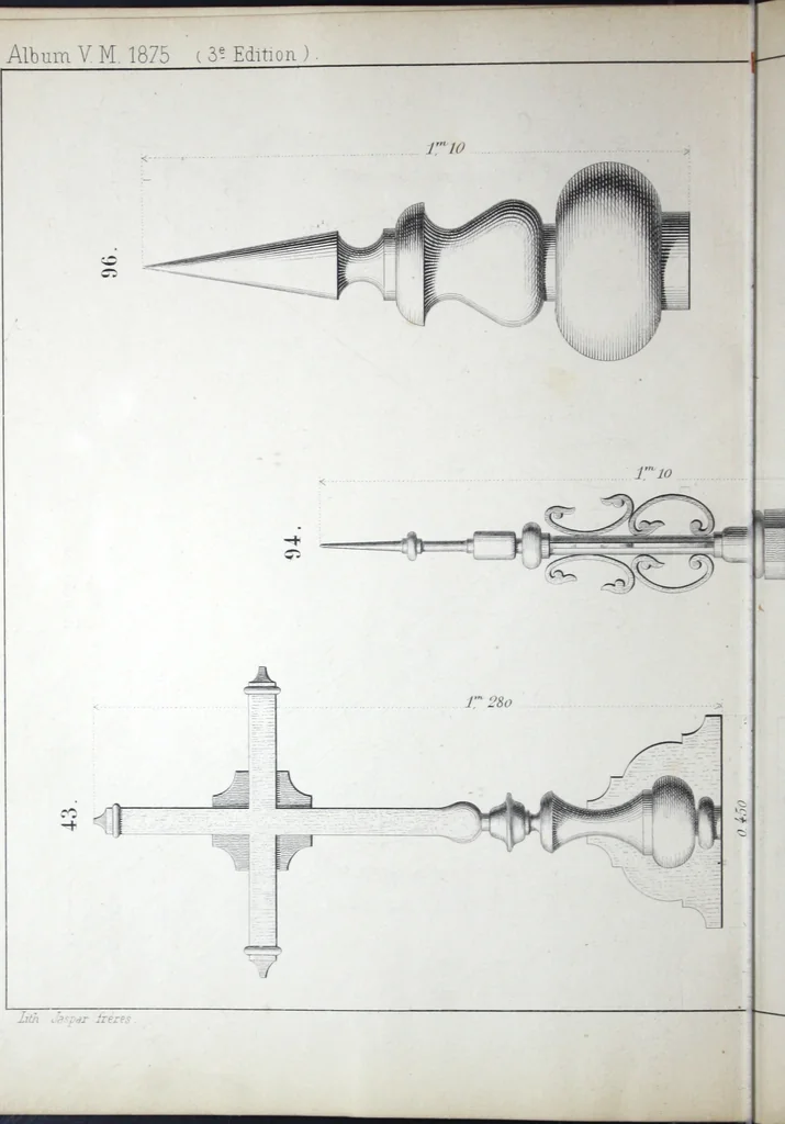 An illustration from Vieille Montagne : album d'objets d'art et d'ornementation architecturale : V.M. 1875., 1875, leaf 9