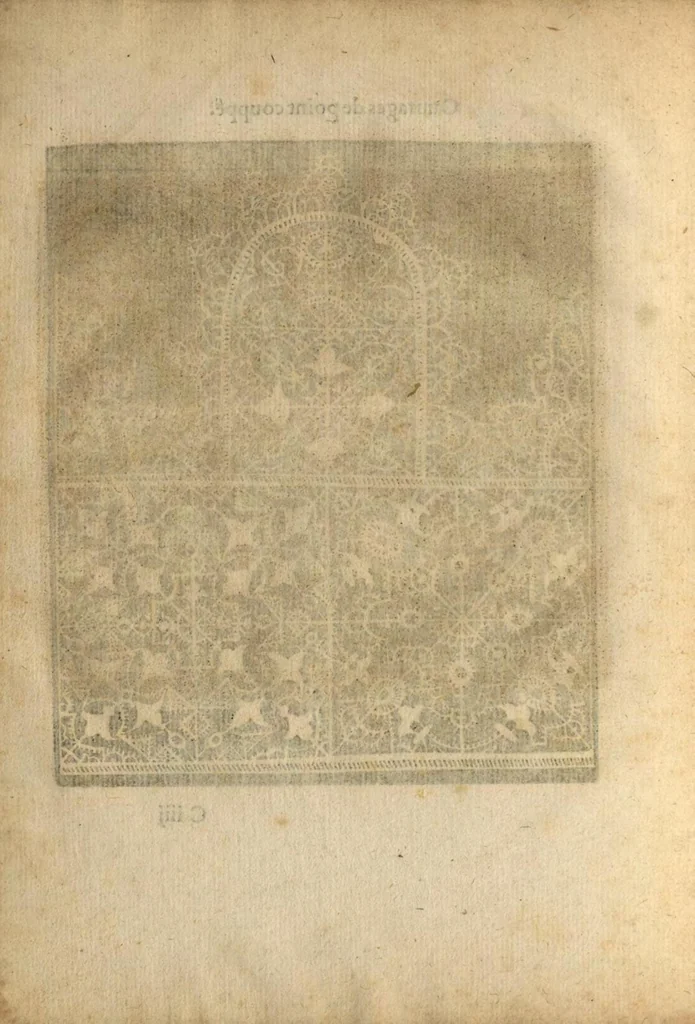 An illustration from Les singuliers et nouveaux pourtraicts, pour toutes sortes d'ouvrages de lingerie, 1603, leaf 21