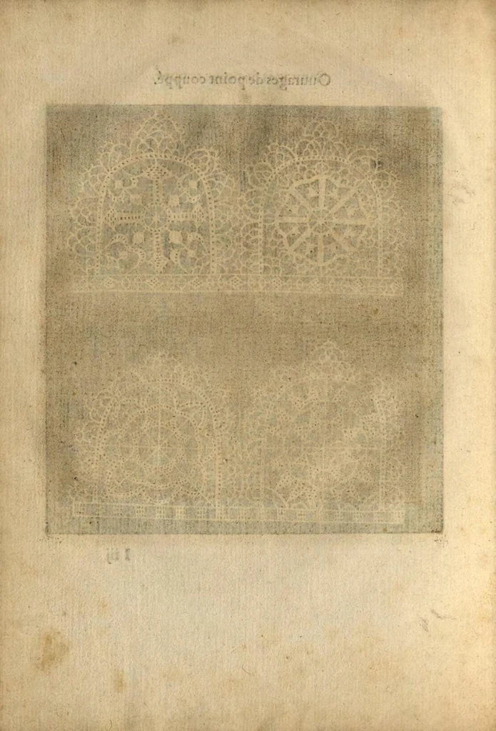 An illustration from Les singuliers et nouveaux pourtraicts, pour toutes sortes d'ouvrages de lingerie, 1603, leaf 67