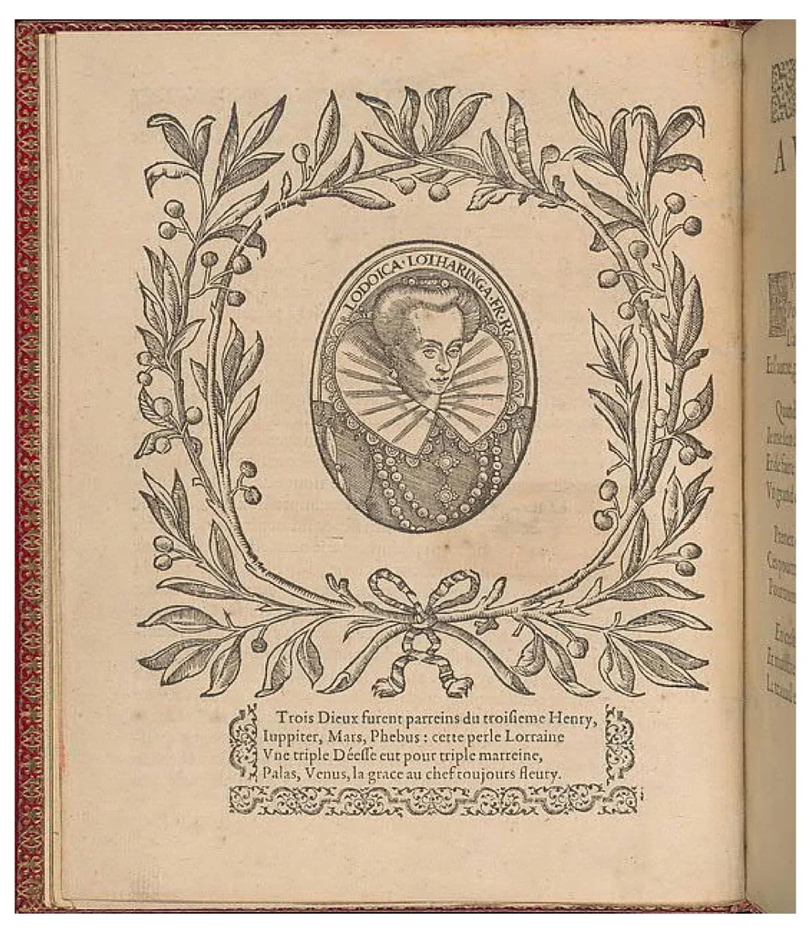 An illustration from Les singvliers et novveavx pourtraicts, du seigneur Federic Vinciolo Venitien, pour toutes sortes d'ouurages de lingerie. Dediela Royne: Derechef et povr la cinquiesme fois augmentez, outre le reseau premierle point couppé lacis de plusieurs beaux differents pourtraits de reseau de point compté, auec le nombre des mailles, choses non encore veuë ny inuentee, 1588, leaf 8