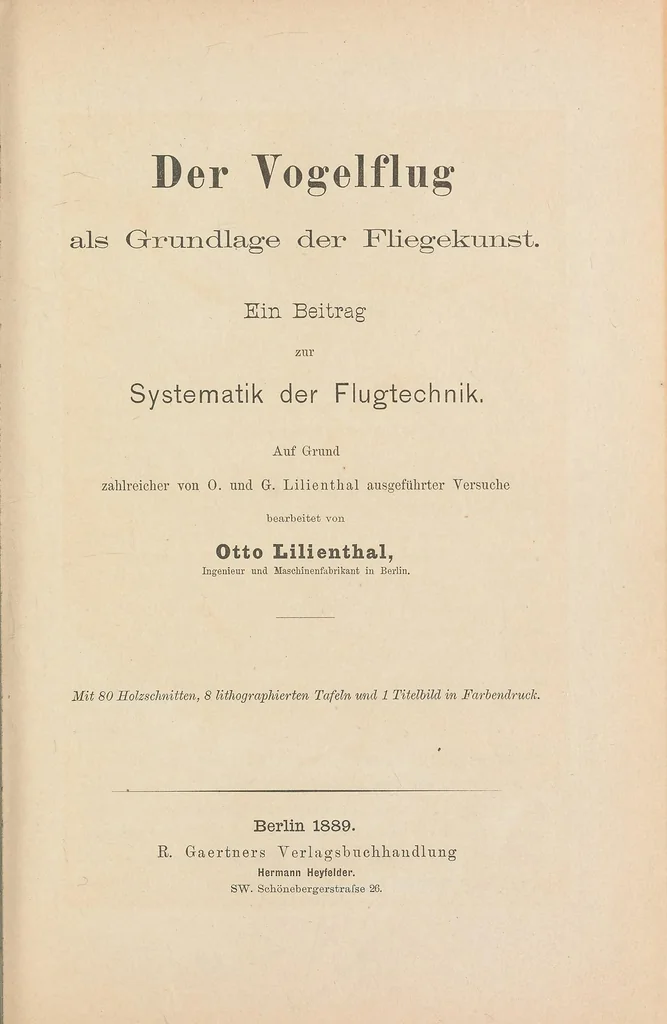 An illustration from Der Vogelflug als Grundlage der Fliegekunst : ein Beitrag zur Systematik der Flugtechnik, 1889, leaf 7