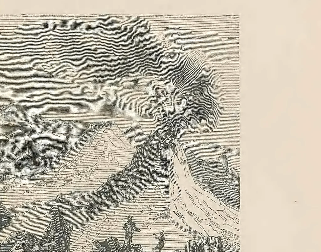 An illustration from Volcanoes and earthquakes, 1868, leaf 195