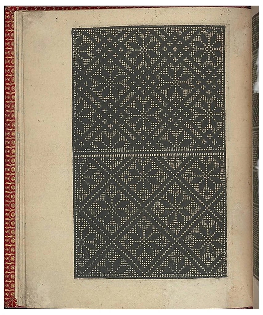 An illustration from Ce est ung tractat de la noble art de leguille ascavoir ouvraiges de spaigne., 1527, leaf 18