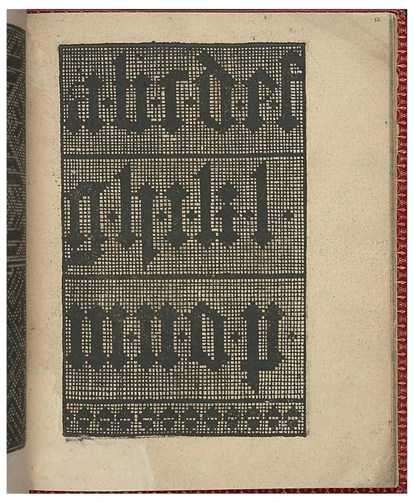 An illustration from Ce est ung tractat de la noble art de leguille ascavoir ouvraiges de spaigne., 1527, leaf 23