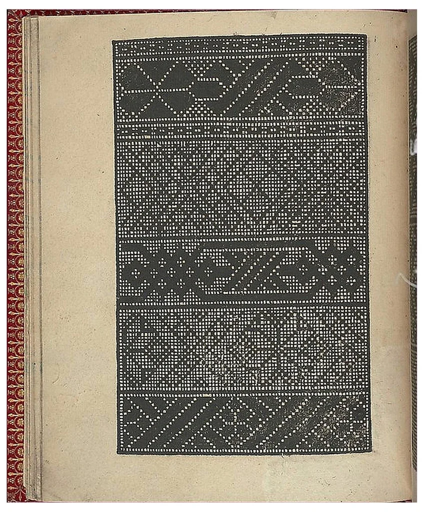 An illustration from Ce est ung tractat de la noble art de leguille ascavoir ouvraiges de spaigne., 1527, leaf 28