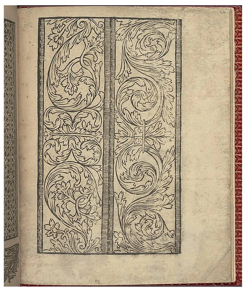 An illustration from Ce est ung tractat de la noble art de leguille ascavoir ouvraiges de spaigne., 1527, leaf 43