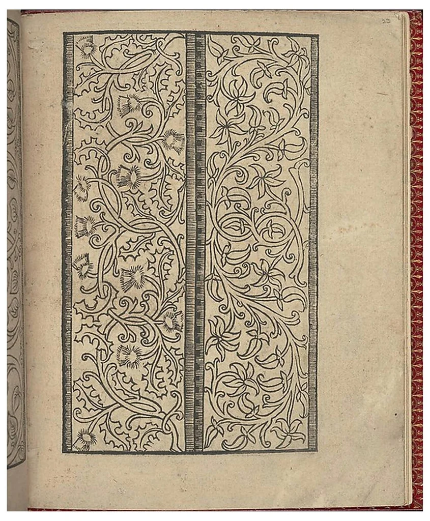 An illustration from Ce est ung tractat de la noble art de leguille ascavoir ouvraiges de spaigne., 1527, leaf 45