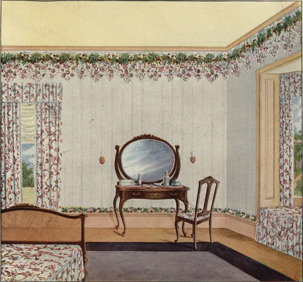 An illustration from Wall papers with special cretonnes to match, 1912, leaf 5