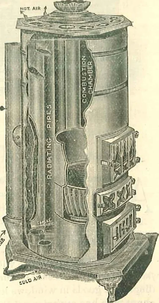 An illustration from Warming and ventilating for public buildings, schools, halls, stores, dwellings, etc., 1887, leaf 24