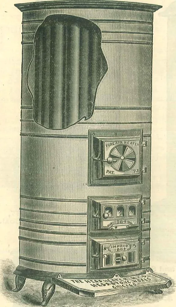 An illustration from Warming and ventilating for public buildings, schools, halls, stores, dwellings, etc., 1887, leaf 25